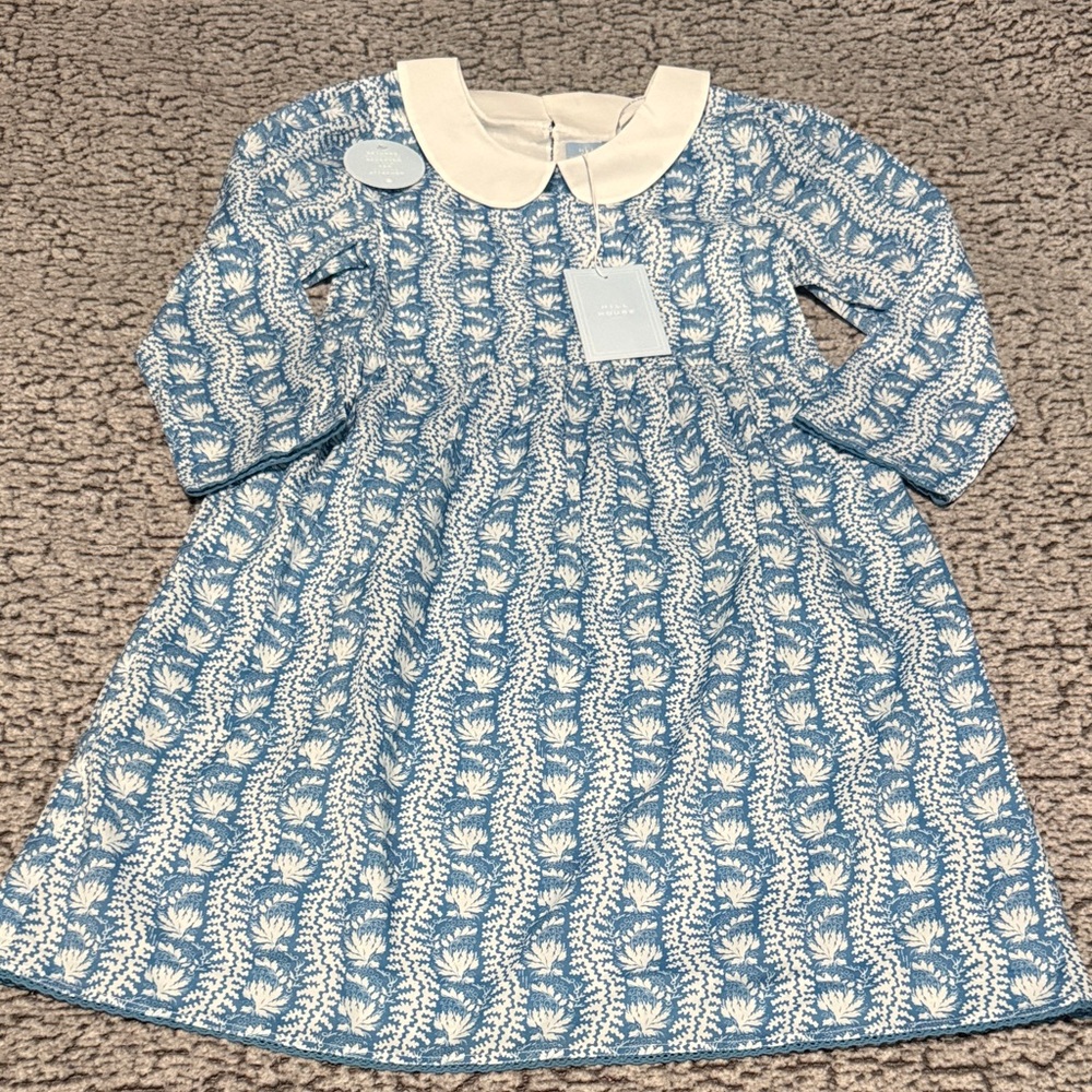 Hill House The Tiny Lottie Dress Blue Linear Floral Dress
